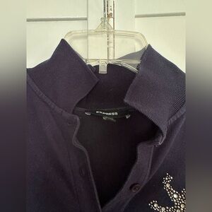 Express women Dark Blue Purple short sleeve Sweater
